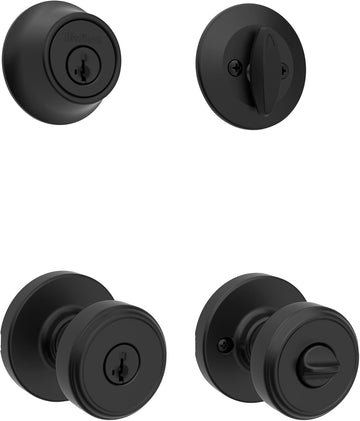 Maven Front Door Lock Handle and Deadbolt Set, Entry Handleset Round Exterior with Interior Door Knob