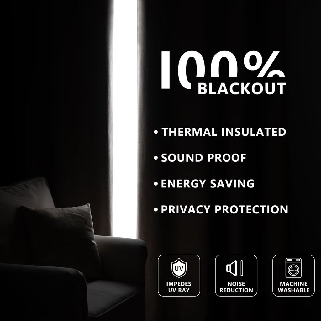100% Blackout Curtains 2 Panels Set, Beige Curtains, Black Out Thermal Insulated Grommet Drapes