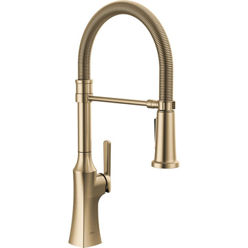 Ermelo Pro Style Commercial Kitchen Faucet with Pull Down Sprayer, Single Hole Brushed Gold Kitchen Sink Faucet