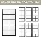 DIY Glass Sliding Kitchen Barn Door - 42in x 84in Modern French Style, Aluminum Frame, 5-Lite Temper