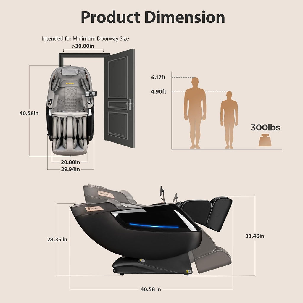 4D Massage Chairs Full Body-53.2" Ultra Long SL Track,32 Airbags | Zero Gravity,Full-Body Air Compression,Core