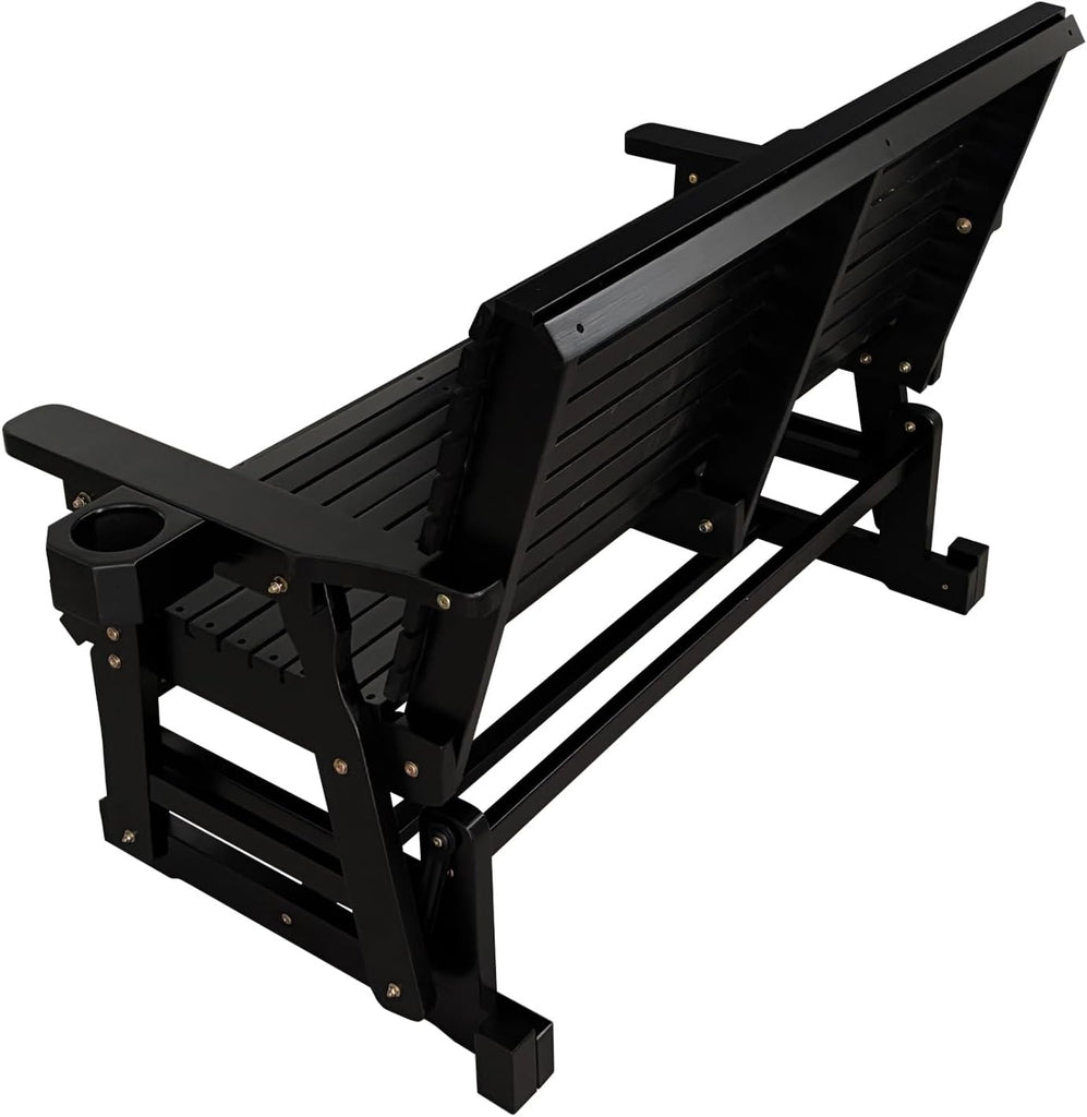 Patio Glider with Cup Holders, High Roll Back and Deep Contoured Seat, Heavy Duty 800 Lb (Matte Black, 2-Seater)
