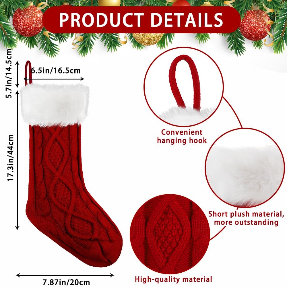 4PACK Christmas Stockings,18" Personalized Cable Knitted Stocking
