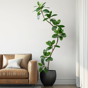 7.2ft Artificial Rubber Tree Faux Plants Indoor Faux Floor Artificial Trees Indoor, Fake Plant Fake Tropical