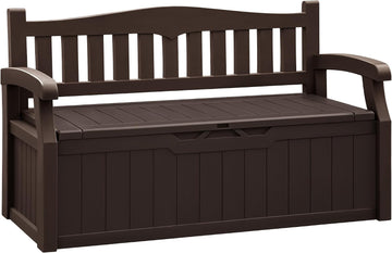 80 Gallon Storage Bench, Deck Box with Seat Waterproof All-Weather | Lockable Heavy-Duty Chest Box with Seating Bench