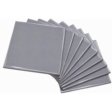 4 in Ceramic Tile Gloss 4 1/4" Box of 10 Pieces Wall and Kitchen Backsplash by - Glossy Finish, Classic Look (Gray)