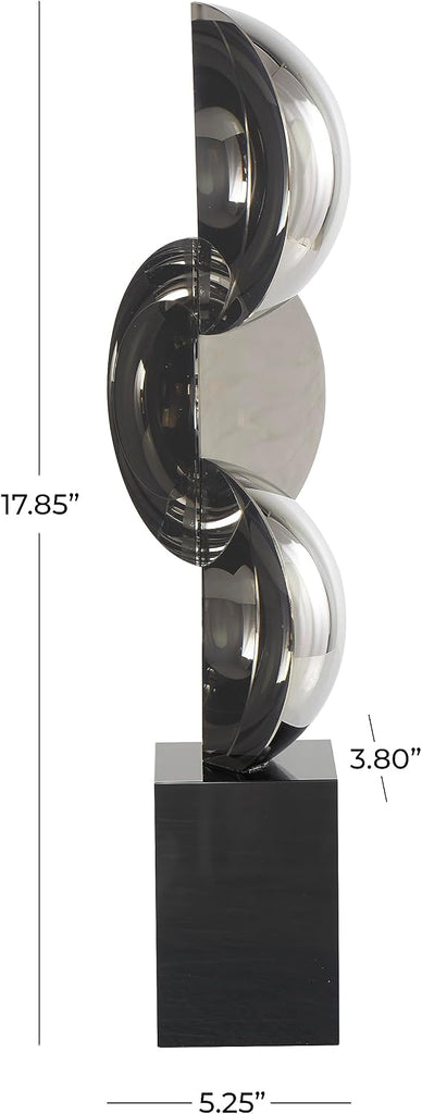 79 Crystal Geometric Decorative Sculpture Abstract Two-Tone Home Decor Statue with Stacked Semi Circles, Accent