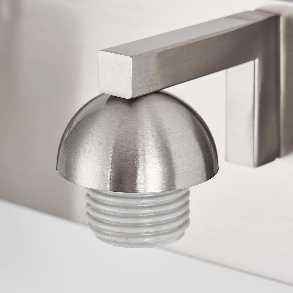 4-Light Brushed Nickel Bathroom Vanity Light with White Glass Shades | makeup vanity illumination grooming station