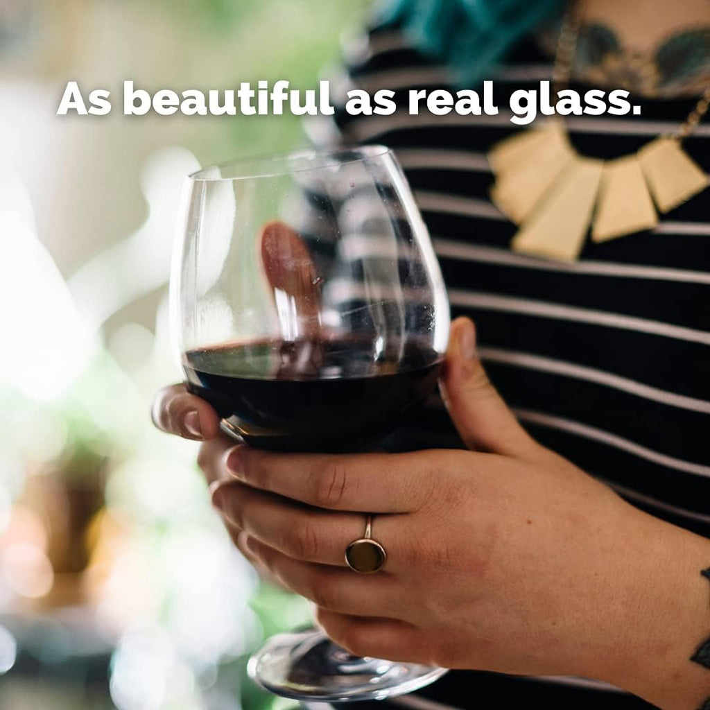Unbreakable Red Wine Glasses with Stem 22oz Set of 4, Shatterproof Tritan Plastic Stemmed Outdoor Glasses, Reusable &