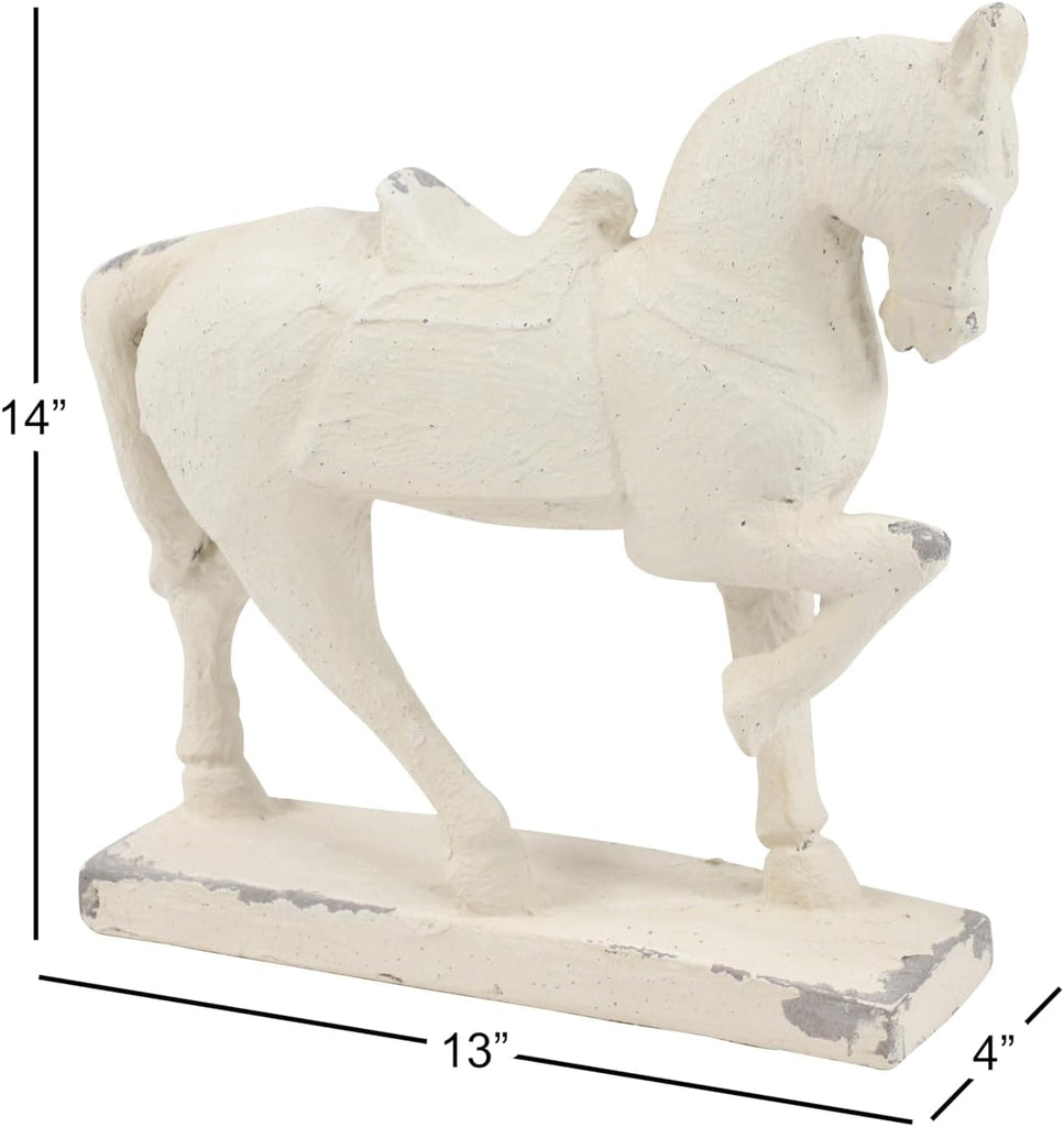 79 Fiberglass Horse Decorative Sculpture Home Decor Statue, Accent Figurine 13" x 4" x 14", White