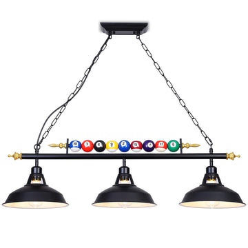 Billiard Pool Table Lights Hanging Over Pool Table