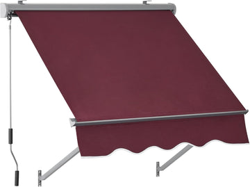 Patio Window Awnings 48" with Aluminum Frame, Fully Assembled Manual Retractable Sunshade Canopy for Windows & Doors