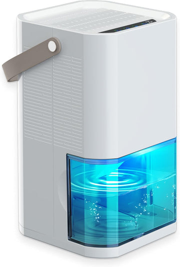 Dehumidifier Dual Core Compact Quiet for Home. Portable, Auto Shut OFF, 57OZ Water Tank. Delay