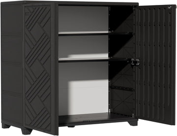 Indoor/Outdoor Storage Cabinet Waterproof, 34"x15"x34" Plastic Outdoor Storage Box for Garden Balcony Bathroom, All