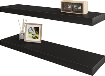 Floating Wall Shelves 24 x 6 Inch - Easy-Install Hanging Shelves with Hardware Included | Modern Decor Shelf Storage
