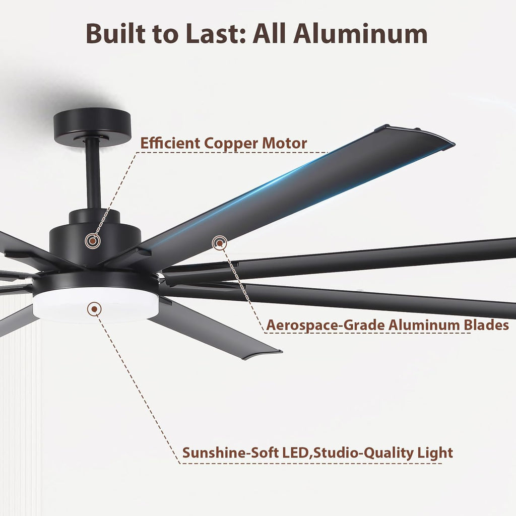 100" Ceiling Fan with LED Light and Remote - Black