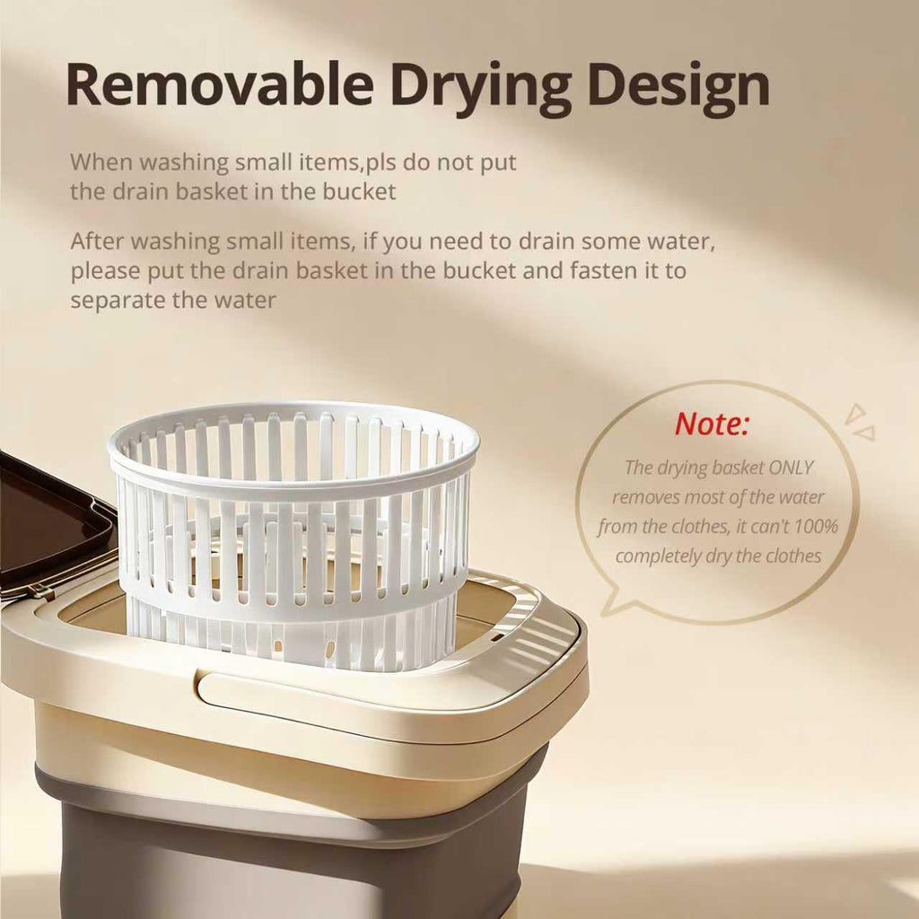 Portable Washing Machine, 16L Upgraded with Spin Basket, Small Washer portable for Underwear, Delicate Clothes, and Light Laundry, Suitable For Travel, Camping,Apartments, Dormitories, Hotels (Beige)