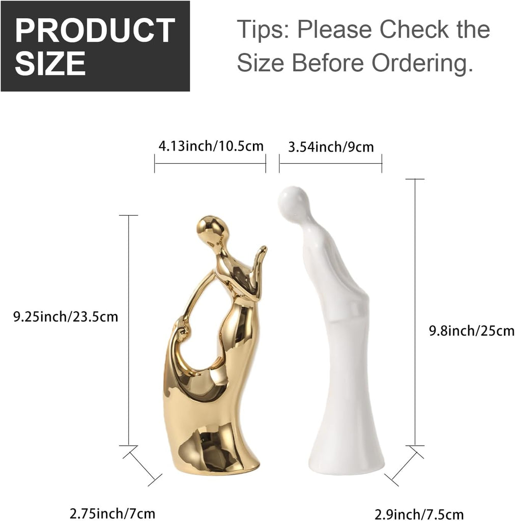 Ceramic Couple Statues Home Decor Lover Sculpture Figurine, Modern Aesthetic Abstract Art Decorative Accent Bedroom