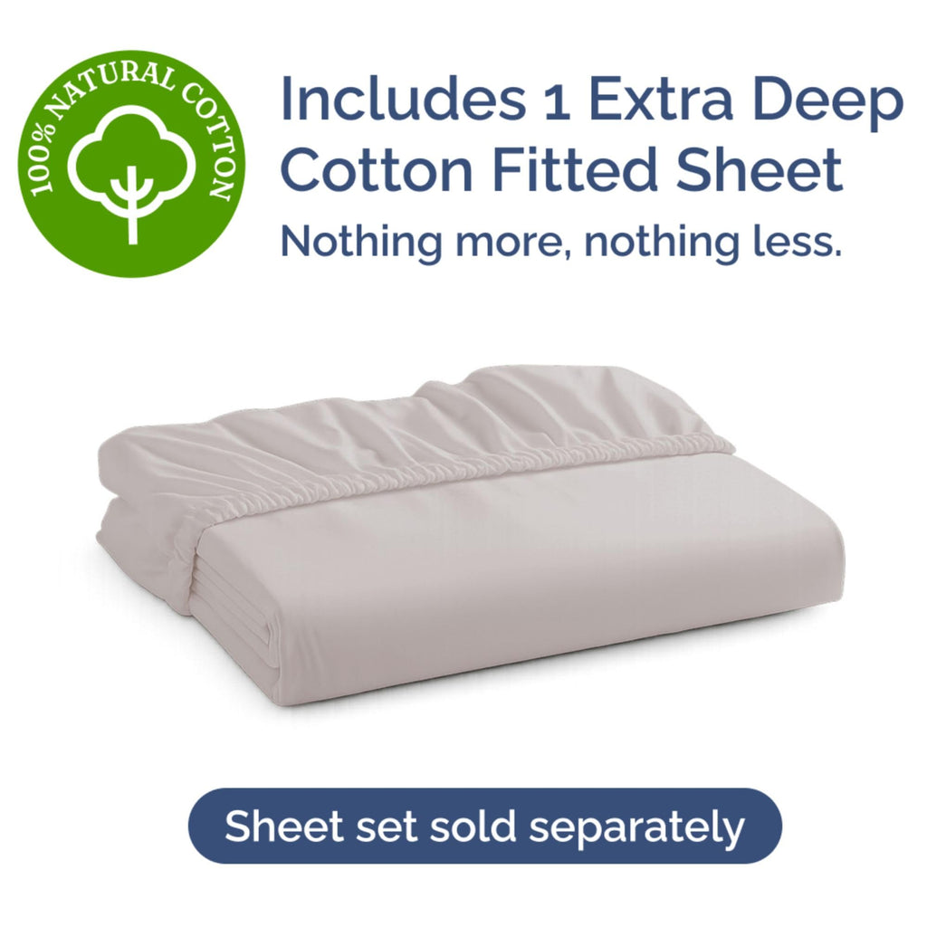 Extra Deep Cotton Fitted Sheet Twin Size - 400 Thread Count - Light Grey