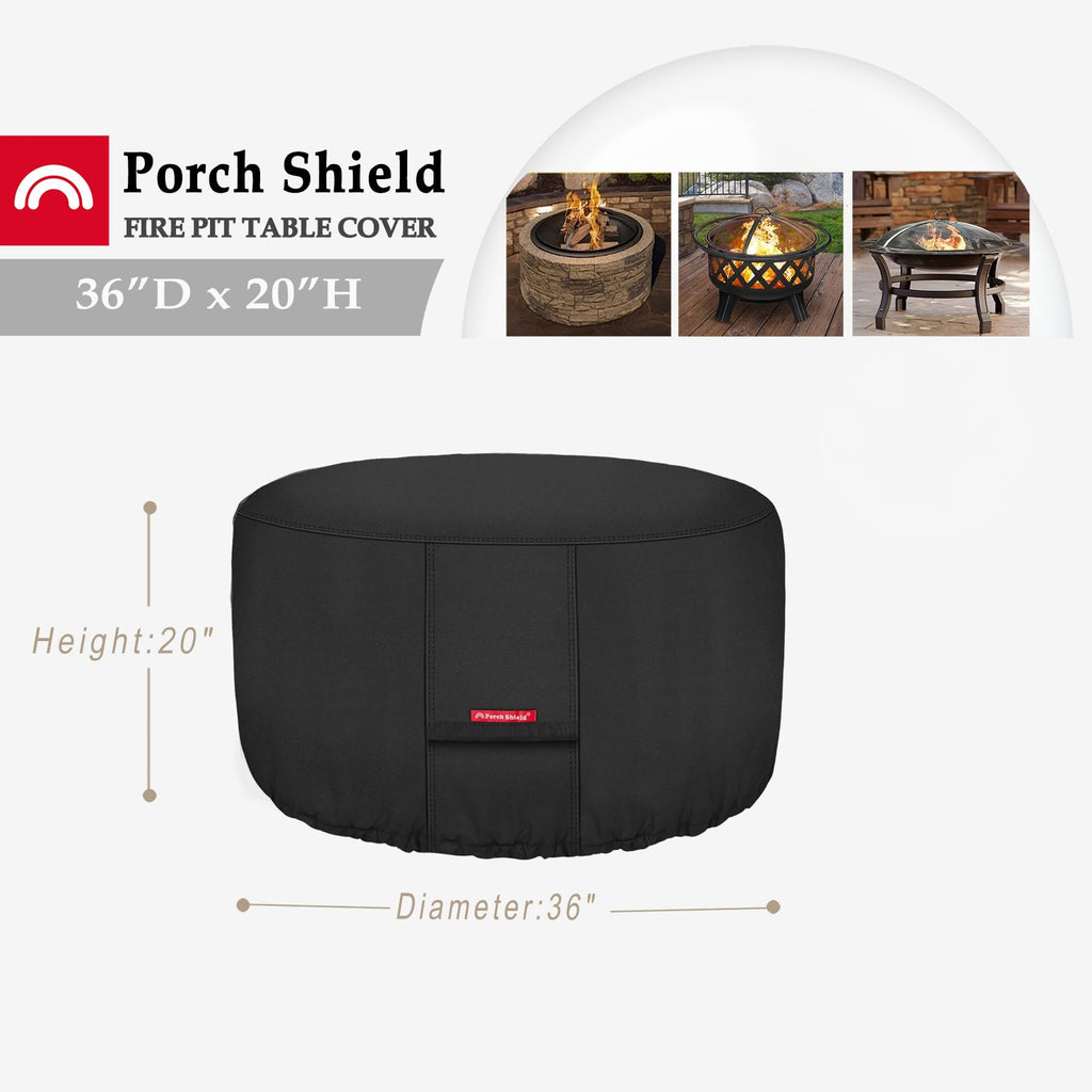 Round Patio Fire Pit Table Cover 36 inch, Black
