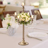 2Pcs Gold Candelabra, 21in Tall Taper Candlestick 5 Arms, Wedding Candelabra, Table Centerpiecent Reception