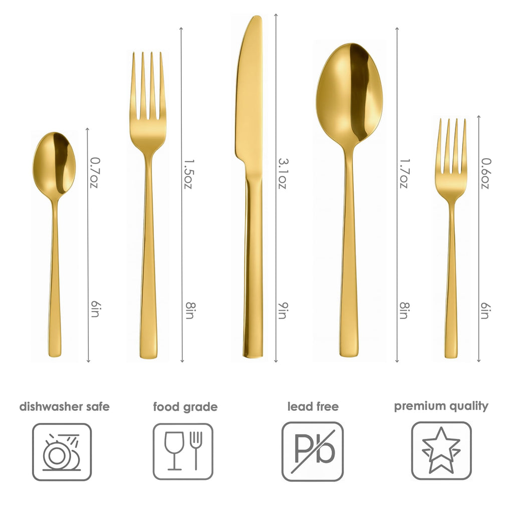 Silverware Set for 6, 30-Piece Oxford Flatware Set, Flat Handle Stainless Steel Cutlery Set with Fork Knife Spoon