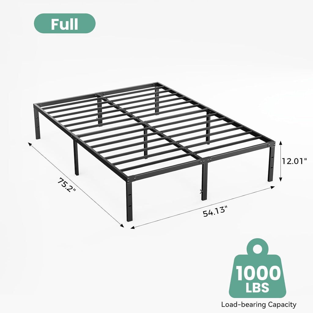 Full 12 Inch Bed Frame - Metal Platform Bed Frame Mattress Foundation with Steel Slat Support, No Box Spring Needed