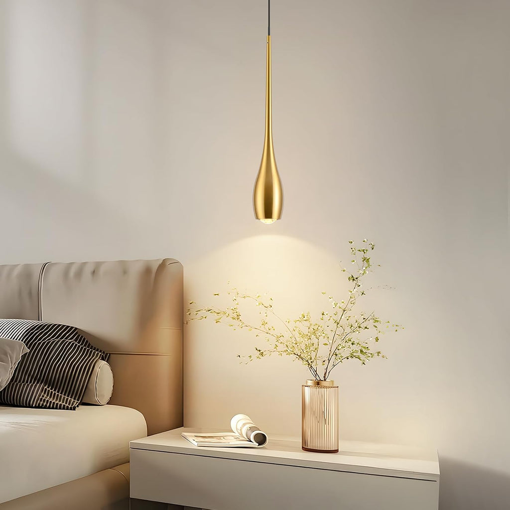 Gold Pendant Light, Modern Pendant Lights Kitchen Island, LED Hanging Light Fixtures for Dining Room Hallway Bedroom