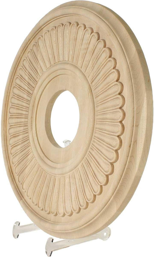16"OD x 3 7/8"ID x 1 1/8"P Carved Berkshire Ceiling Medallion, Red Oak (Fits Canopies up to 5 1/4")