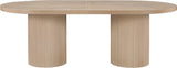 725Oak-T Belinda Collection Mid-Century Modern Solid Wood White Oak Veneer Dining Table, Oval Design, Fluted Bases, 2