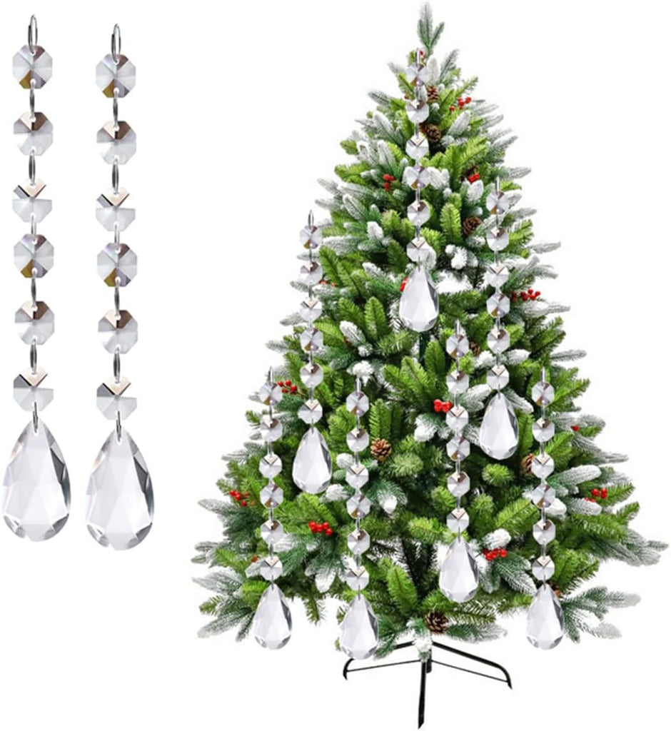 30PCS Clear Acrylic Crystal Ornament Beads Garland Chandelier Hanging Crystals for Wedding Party Celebration