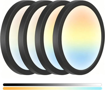 8 Inch Flush Mount Ceiling Lights, Dimmable, Adjustable Color Temperature, Black 4 Pack, 15W 1200LM Low Profile