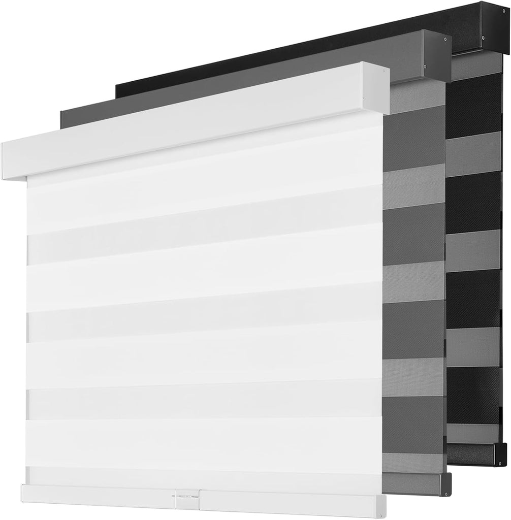 Cordless Zebra Blinds Windows,17" W x 72" H,White