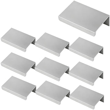 1.97 Inch Finger Pull 10Pcs, 1.26 Inch Hole Centers, Aluminum Alloy, Silver