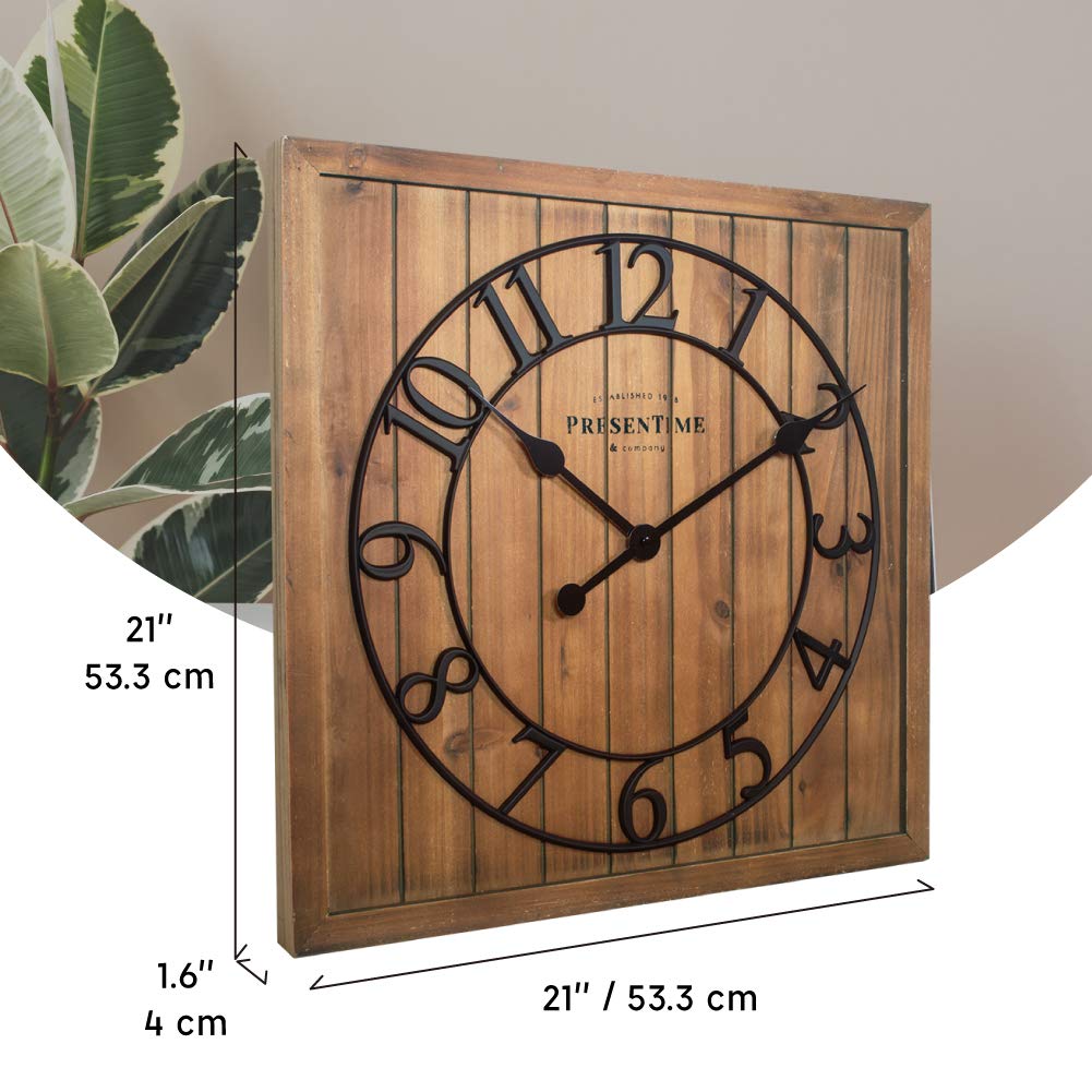 21" Farmhouse Square Shiplap Barn Door Wood Clock