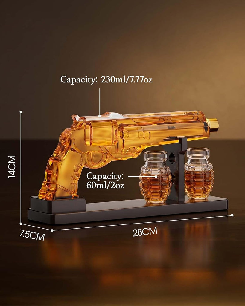 Gun Whiskey Decanter Sets for Men, Liquor Decanter Set with Shot Glass, Handcrafted Birthday Gifts for Men Dad