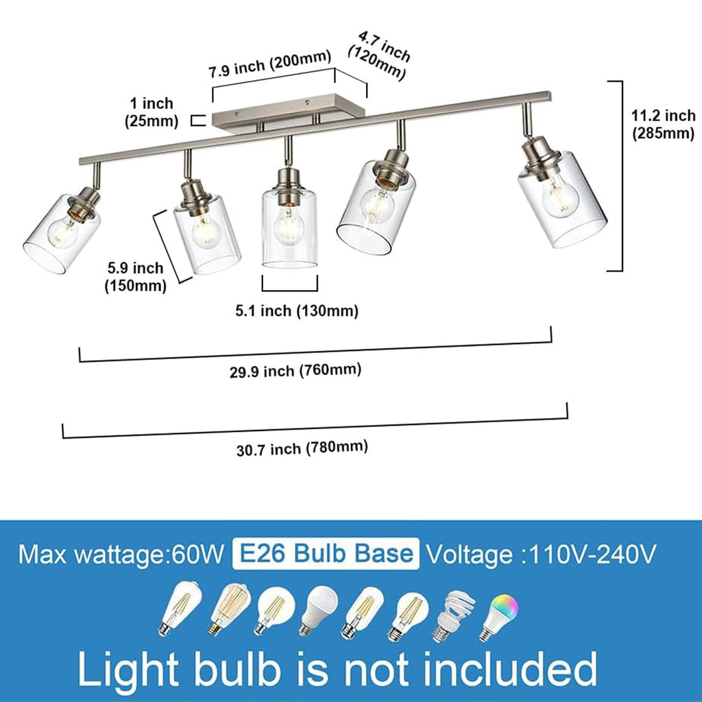 5 Light Track Lighting Kit Brushed Nickel Kitchen Track Lighting