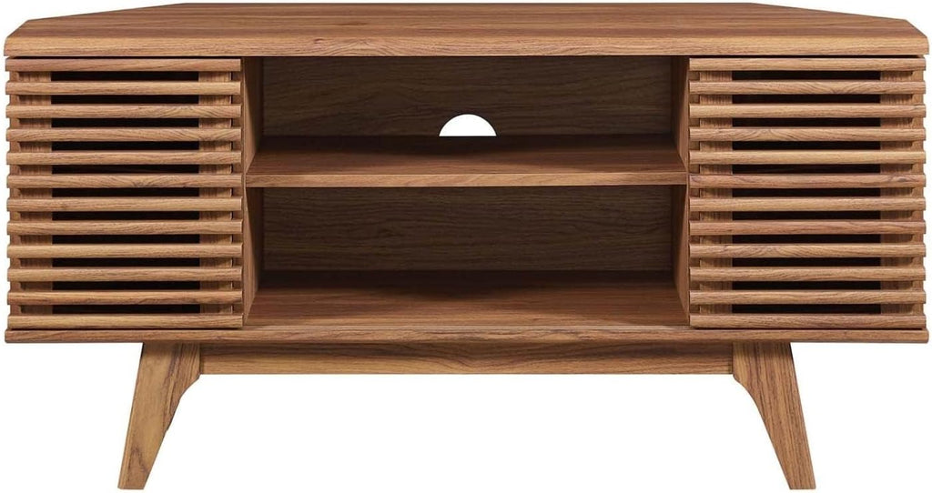 Render Mid-Century Modern Low Profile Corner Media TV Stand in Wal, 15 46 23