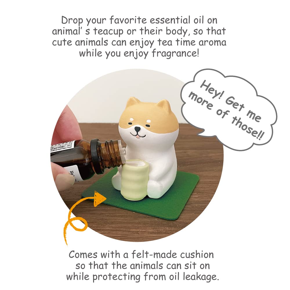 Stone Diffuser Tea-Drinking Animals [ Designed in Japan] Non Electric Passive Diffuser for Essential Oil and