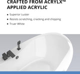 Caspian 60 inch L x 27 inch H White Acrylic Freestanding Bathtub