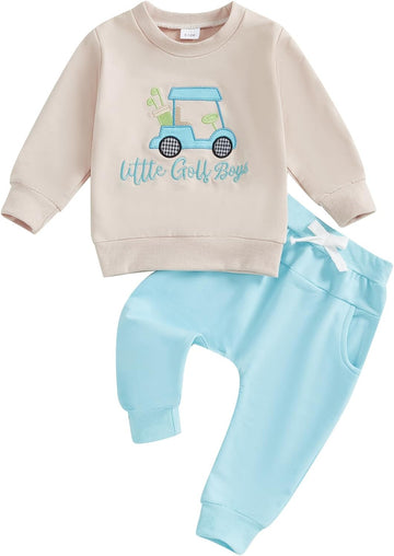 Toddler Boy Girl Outfit Long Sleeve Golf Cart Sweatshirt + Jogger Pants Sets Baby Boys Girls Fall Winter Clothes