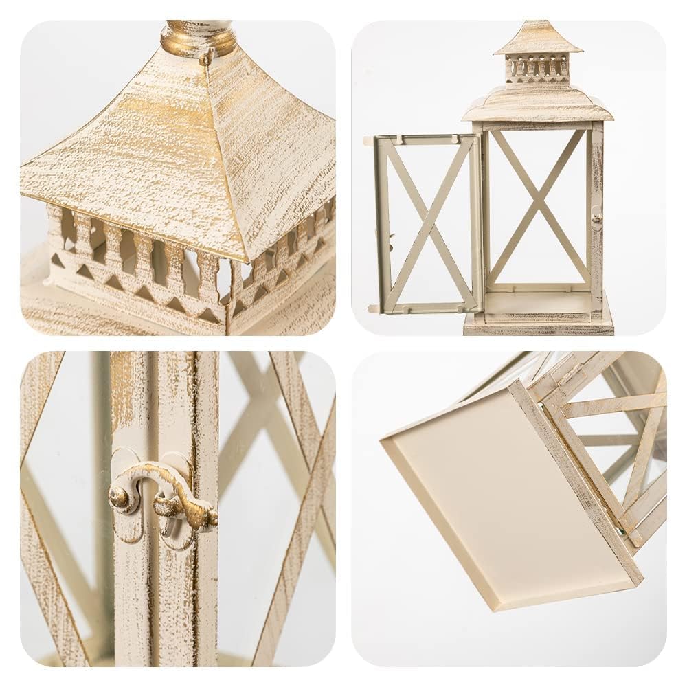 Lantern Decorative Indoor & Outdoor, Large Square Hanging Spring Home Decor, Vintage Metal Decorative Candle Lanterns