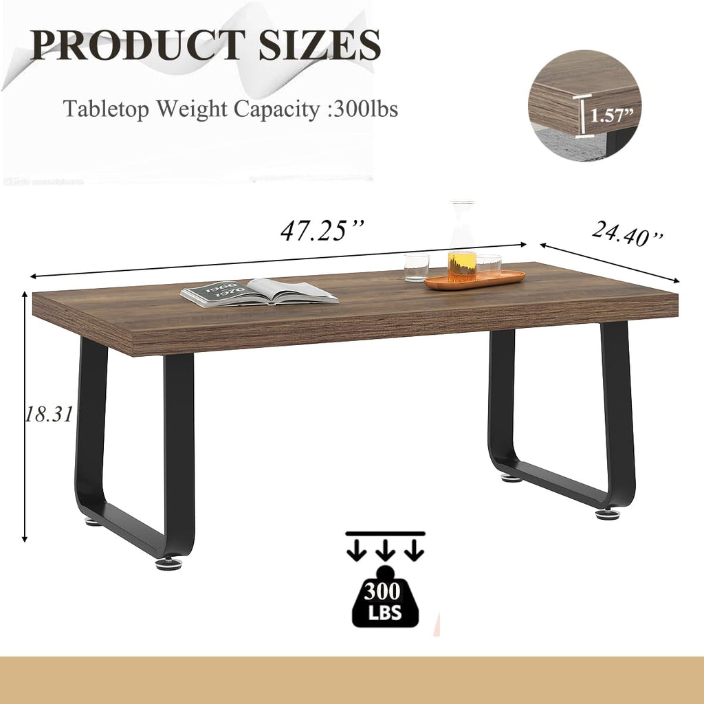 47" Wood Rectangle Coffee Table, Rustic Oak