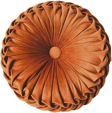 Round Throw Pillow Velvet Home Decoration Pleated Round Pillow Cushion