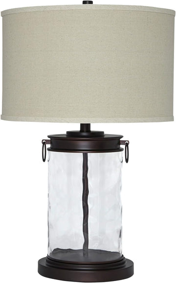 Signature Design by Ashley Tailynn Modern 25.25" Glass Table Lamp with Hardback Shade, Clear