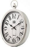 Oval Wall Clock Metal 16 inch Large Battery Operated Retro Wall Clock Old-Fashioned Antique Design Rustic Vintage
