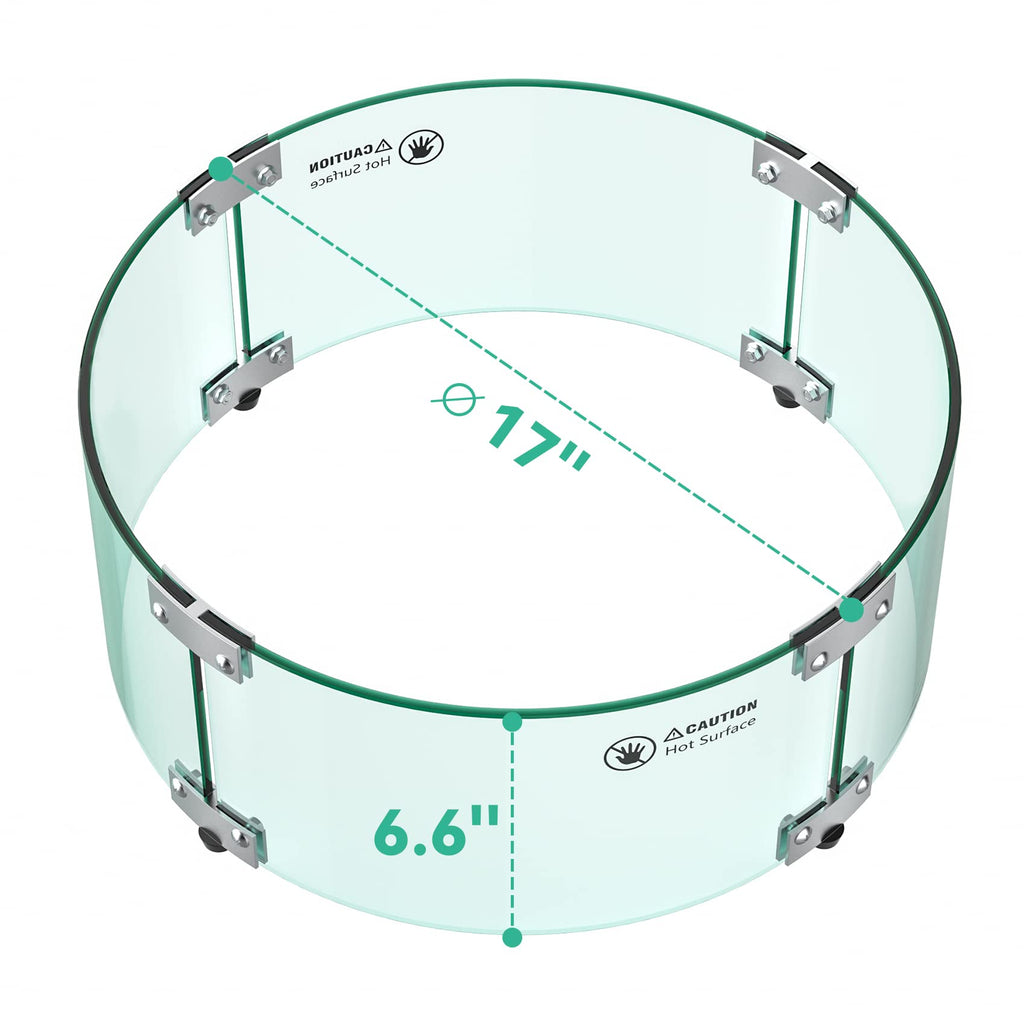 17" Round Fire Pit Glass Wind Guard