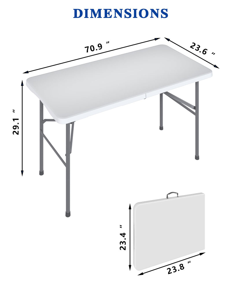 4FT Folding Tables, Heavy Duty Foldable Picnic Table 4 Pack
