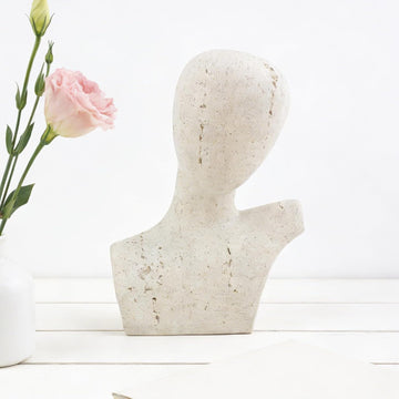 Large Size Abstract Home Decor Living Room Coffee Table Decor, No Face Thinker Statue Accents for Shelf, Modern White