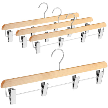 4 Pcs Kilt Hanger 20 Inches Wooden with 4 Clips, Wooden Color